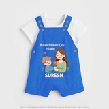 Happy Mother’s Day Mummy Baby BUTTON DUNGAREE Set – Cute Mom & Baby Outfit - COBALT BLUE - 0 - 5 Months Old (Chest 18")
