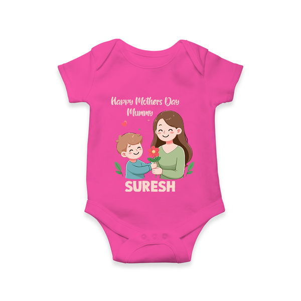 Happy Mother’s Day Mummy Baby ROMPER – Cute Mom & Baby Outfit - HOT PINK - New Born (Chest 14")