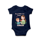Happy Mother’s Day Mummy Baby ROMPER – Cute Mom & Baby Outfit - NAVY BLUE - New Born (Chest 14")