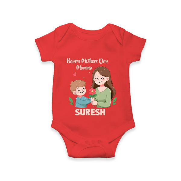 Happy Mother’s Day Mummy Baby ROMPER – Cute Mom & Baby Outfit - RED - New Born (Chest 14")