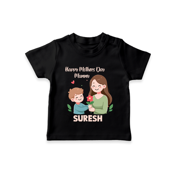 Happy Mother’s Day Mummy Baby T SHIRT Set – Cute Mom & Baby Outfit - BLACK - 0-5 Months Old (Chest 17")