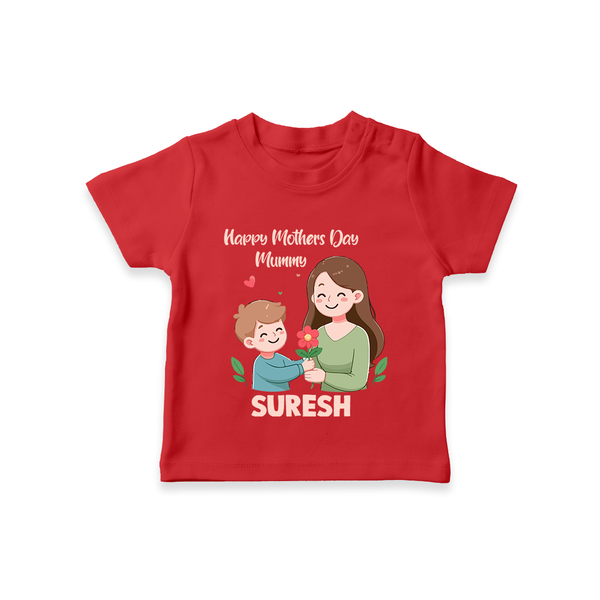 Happy Mother’s Day Mummy Baby T SHIRT Set – Cute Mom & Baby Outfit - RED - 0-5 Months Old (Chest 17")