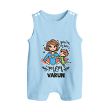 You’re My Hero Mom Baby BUTTON ROMPER Set – Super Mom Theme Outfit - BABY BLUE - New Born (Chest 18")