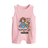 You’re My Hero Mom Baby BUTTON ROMPER Set – Super Mom Theme Outfit - BABY PINK - New Born (Chest 18")