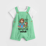 You’re My Hero Mom Baby BUTTON DUNGAREE Set – Super Mom Theme Outfit - GREEN - 0 - 5 Months Old (Chest 18")