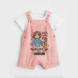 You’re My Hero Mom Baby BUTTON DUNGAREE Set – Super Mom Theme Outfit - PEACH - 0 - 5 Months Old (Chest 18")