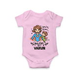 You’re My Hero Mom Baby ROMPER  – Super Mom Theme Outfit - BABY PINK - New Born (Chest 14")