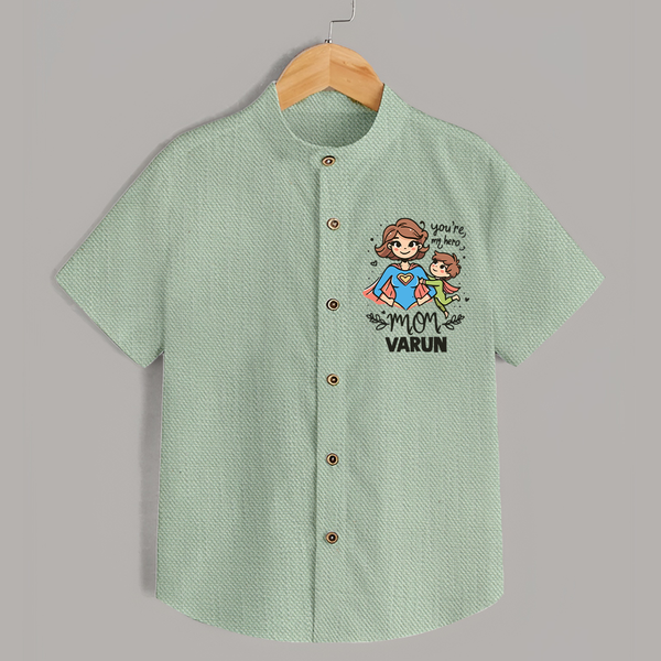 You’re My Hero Mom Baby SHIRT Set – Super Mom Theme Outfit - MINT GREEN - 0 - 6 Months Old (Chest 23")