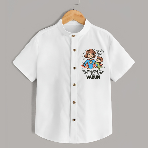 You’re My Hero Mom Baby SHIRT Set – Super Mom Theme Outfit - WHITE - 0 - 6 Months Old (Chest 23")