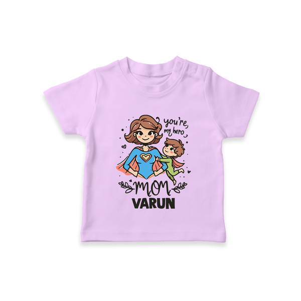 You’re My Hero Mom Baby T SHIRT Set – Super Mom Theme Outfit - LILAC - 0-5 Months Old (Chest 17")