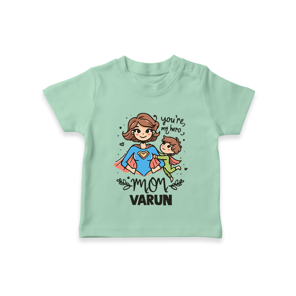 You’re My Hero Mom Baby T SHIRT Set – Super Mom Theme Outfit - MINT GREEN - 0-5 Months Old (Chest 17")