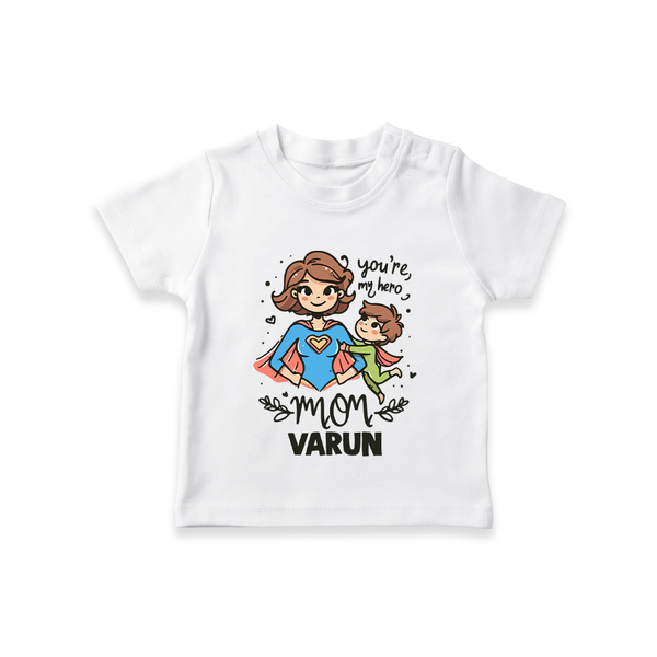 You’re My Hero Mom Baby T SHIRT Set – Super Mom Theme Outfit - WHITE - 0-5 Months Old (Chest 17")