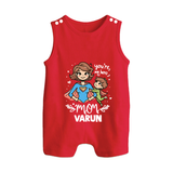 You’re My Hero Mom Baby BUTTON ROMPER Set – Super Mom Theme Outfit - RED - New Born (Chest 18")