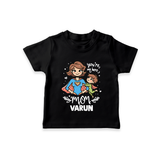 You’re My Hero Mom Baby T SHIRT Set – Super Mom Theme Outfit - BLACK - 0-5 Months Old (Chest 17")