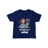 You’re My Hero Mom Baby T SHIRT Set – Super Mom Theme Outfit - NAVY BLUE - 0-5 Months Old (Chest 17")