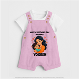 Happy Mother’s Day Mommy Baby BUTTON DUNGAREE Set – Loving Mom Theme Outfit - BABY PINK - 0 - 5 Months Old (Chest 18")