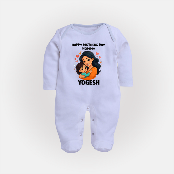 Happy Mother’s Day Mommy Baby Full body suit Set – Loving Mom Theme Outfit - BABY BLUE - New Born (Chest 7.5")