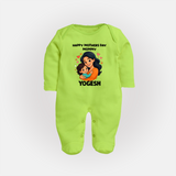 Happy Mother’s Day Mommy Baby Full body suit Set – Loving Mom Theme Outfit - LIME GREEN - New Born (Chest 7.5")