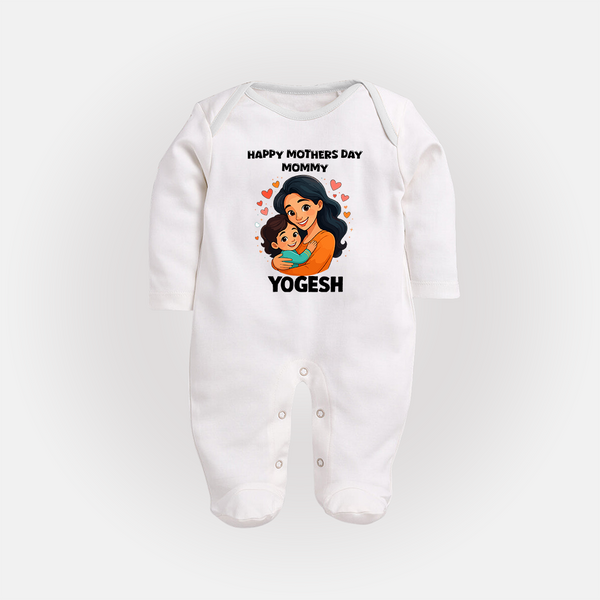 Happy Mother’s Day Mommy Baby Full body suit Set – Loving Mom Theme Outfit - WHITE - New Born (Chest 7.5")