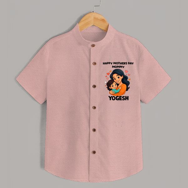 Happy Mother’s Day Mommy Baby SHIRT Set – Loving Mom Theme Outfit - PEACH - 0 - 6 Months Old (Chest 23")