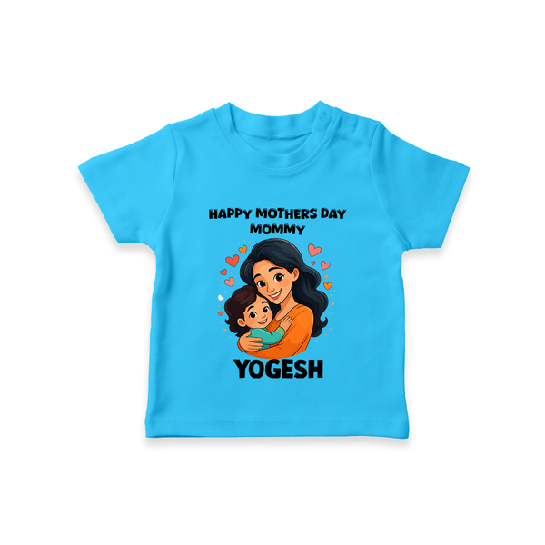 Happy Mother’s Day Mommy Baby T SHIRT Set – Loving Mom Theme Outfit - SKY BLUE - 0-5 Months Old (Chest 17")