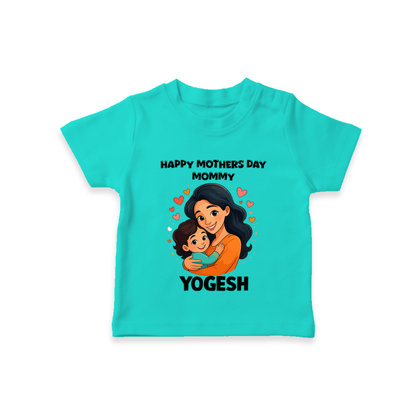 Happy Mother’s Day Mommy Baby T SHIRT Set – Loving Mom Theme Outfit - TEAL - 0-5 Months Old (Chest 17")