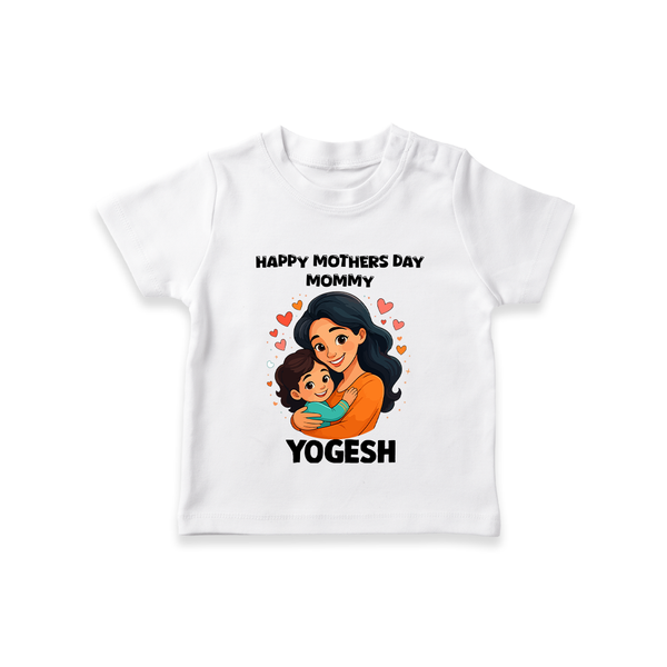Happy Mother’s Day Mommy Baby T SHIRT Set – Loving Mom Theme Outfit - WHITE - 0-5 Months Old (Chest 17")