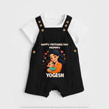 Happy Mother’s Day Mommy Baby BUTTON DUNGAREE Set – Loving Mom Theme Outfit - BLACK - 0 - 5 Months Old (Chest 18")
