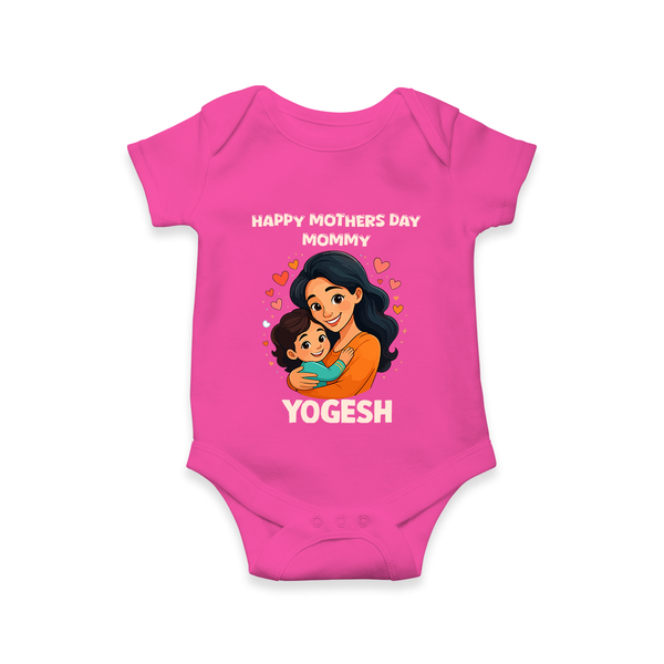 Happy Mother’s Day Mommy Baby ROMPER – Loving Mom Theme Outfit - HOT PINK - New Born (Chest 14")