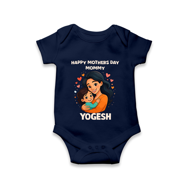 Happy Mother’s Day Mommy Baby ROMPER – Loving Mom Theme Outfit - NAVY BLUE - New Born (Chest 14")