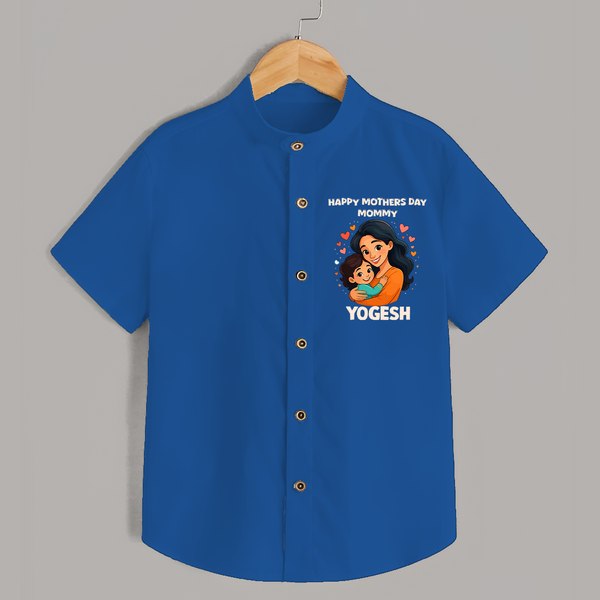 Happy Mother’s Day Mommy Baby SHIRT Set – Loving Mom Theme Outfit - COBALT BLUE - 0 - 6 Months Old (Chest 23")