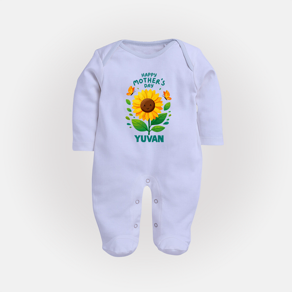 Happy Mother’s Day Baby Full body suit Set – Sunflower Theme Outfit - BABY BLUE - New Born (Chest 7.5")