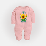 Happy Mother’s Day Baby Full body suit Set – Sunflower Theme Outfit - BABY PINK - New Born (Chest 7.5")