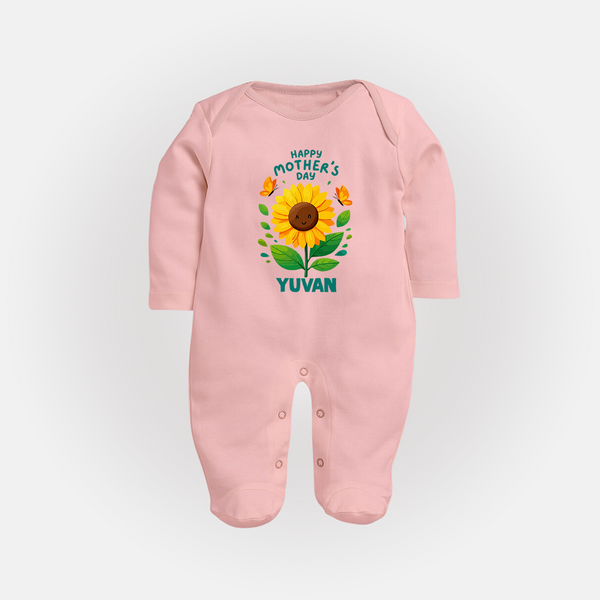 Happy Mother’s Day Baby Full body suit Set – Sunflower Theme Outfit - BABY PINK - New Born (Chest 7.5")