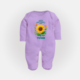 Happy Mother’s Day Baby Full body suit Set – Sunflower Theme Outfit - LILAC - New Born (Chest 7.5")
