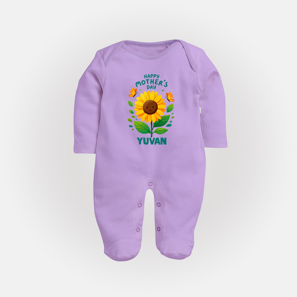 Happy Mother’s Day Baby Full body suit Set – Sunflower Theme Outfit - LILAC - New Born (Chest 7.5")