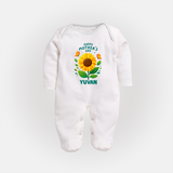 Happy Mother’s Day Baby Full body suit Set – Sunflower Theme Outfit - WHITE - New Born (Chest 7.5")