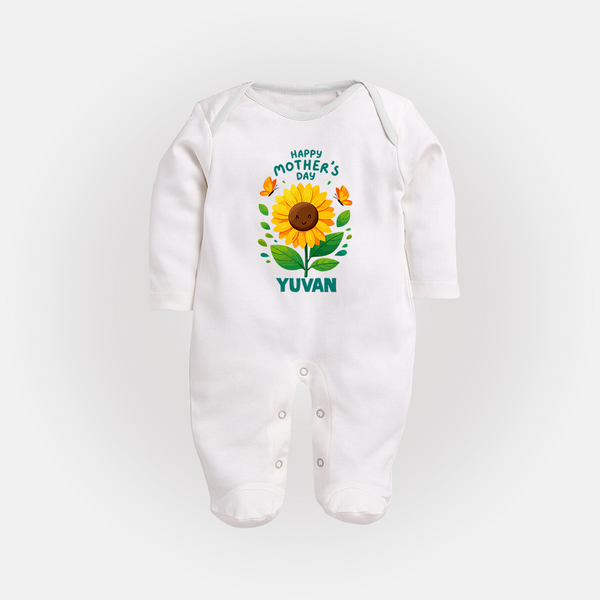 Happy Mother’s Day Baby Full body suit Set – Sunflower Theme Outfit - WHITE - New Born (Chest 7.5")