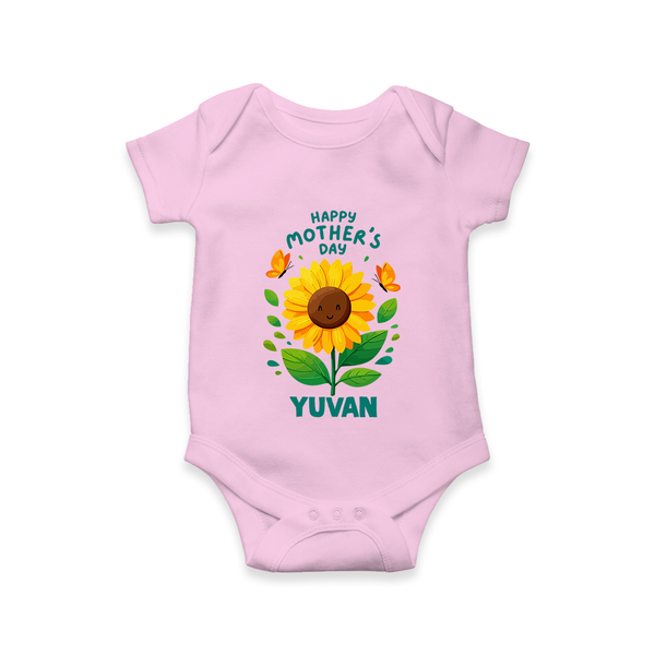 Happy Mother’s Day Baby ROMPER – Sunflower Theme Outfit - BABY PINK - New Born (Chest 14")
