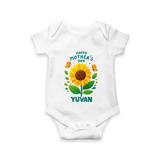 Happy Mother’s Day Baby ROMPER – Sunflower Theme Outfit - WHITE - New Born (Chest 14")