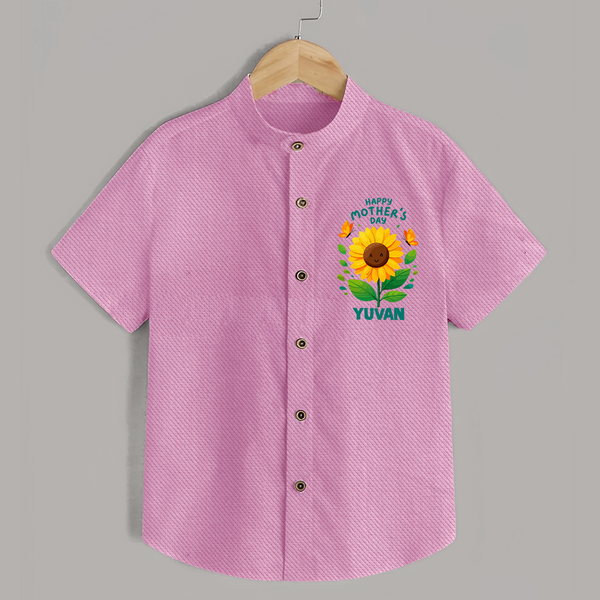Happy Mother’s Day Baby SHIRT Set – Sunflower Theme Outfit - BABY PINK - 0 - 6 Months Old (Chest 23")