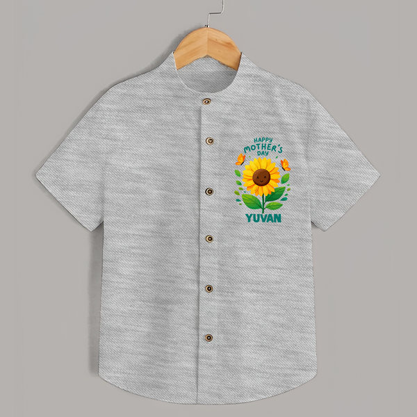 Happy Mother’s Day Baby SHIRT Set – Sunflower Theme Outfit - GREY - 0 - 6 Months Old (Chest 23")