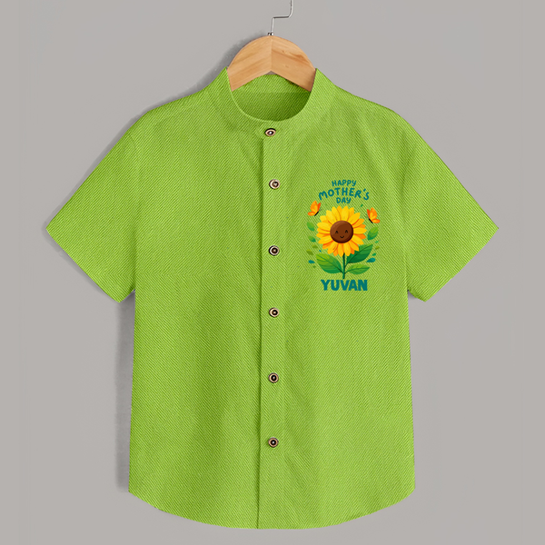 Happy Mother’s Day Baby SHIRT Set – Sunflower Theme Outfit - LIME GREEN - 0 - 6 Months Old (Chest 23")