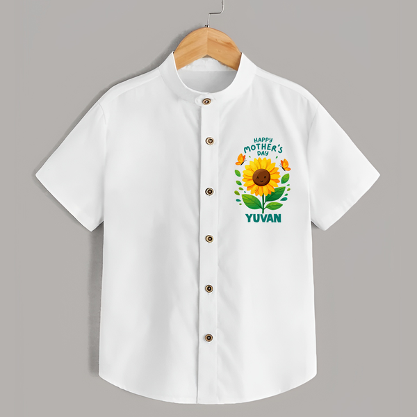 Happy Mother’s Day Baby SHIRT Set – Sunflower Theme Outfit - WHITE - 0 - 6 Months Old (Chest 23")
