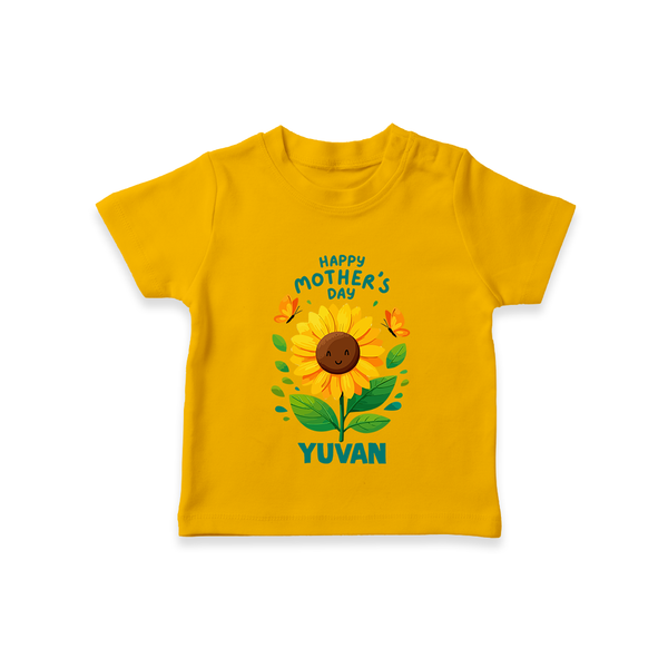 Happy Mother’s Day Baby T SHIRT Set – Sunflower Theme Outfit - CHROME YELLOW - 0-5 Months Old (Chest 17")