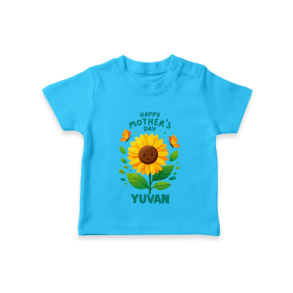 Happy Mother’s Day Baby T SHIRT Set – Sunflower Theme Outfit - SKY BLUE - 0-5 Months Old (Chest 17")