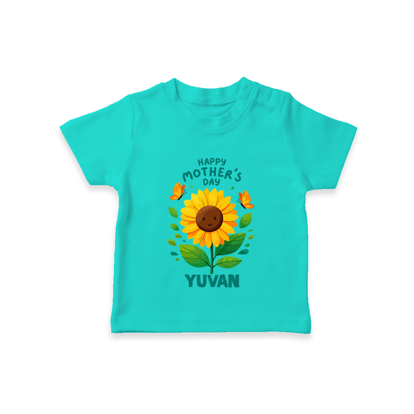 Happy Mother’s Day Baby T SHIRT Set – Sunflower Theme Outfit - TEAL - 0-5 Months Old (Chest 17")