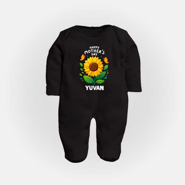Happy Mother’s Day Baby Full body suit Set – Sunflower Theme Outfit - BLACK - New Born (Chest 7.5")