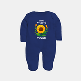 Happy Mother’s Day Baby Full body suit Set – Sunflower Theme Outfit - NAVY BLUE - New Born (Chest 7.5")