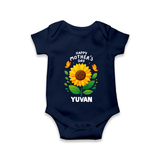 Happy Mother’s Day Baby ROMPER – Sunflower Theme Outfit - NAVY BLUE - New Born (Chest 14")